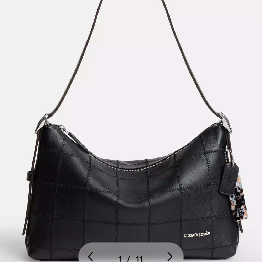 Coach alter ego checkerboard Black Leather Shoulder Bag
